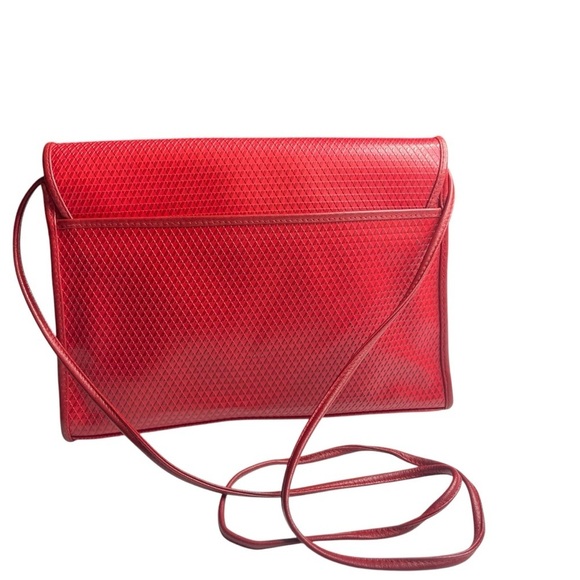 Vintage 80s LIZ CLAIBORNE Leather Convertible Clutch Shoulder Bag Classic RED - Picture 2 of 14